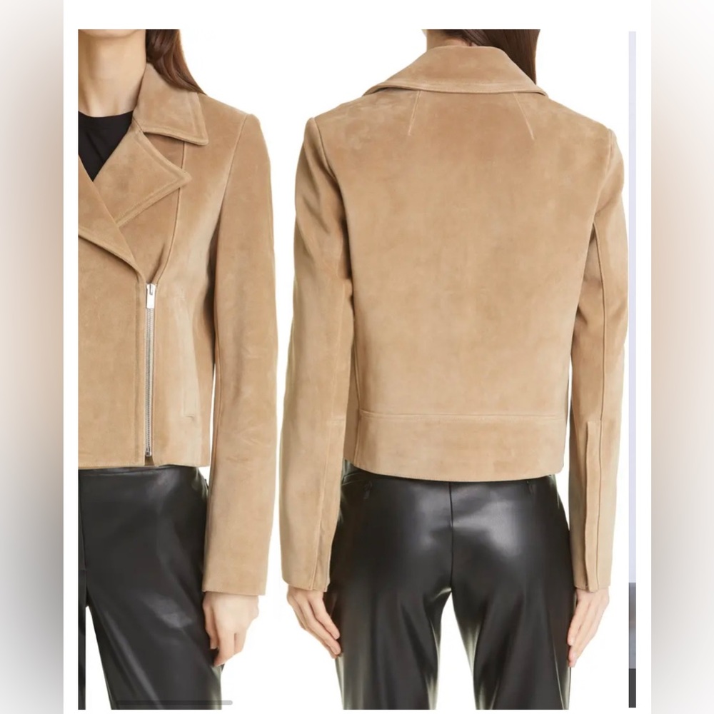 NWT Theory Suede Moto Jacket in Taupe - Picture 8 of 14